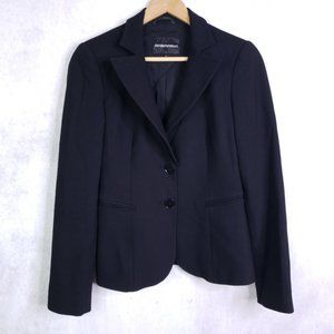 Emporio Armani Women's Sz 4 Black Virgin Wool Blend 2 Button Antinea SRL Jacket